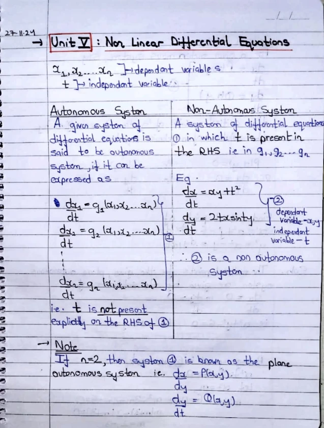 Unit 5:Non Linear Differential Equations