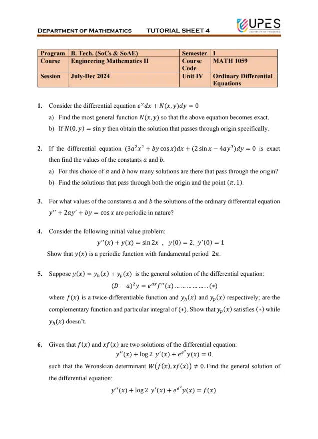 Tutorial Sheet 4