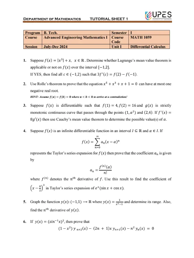 Tutorial Sheet 1