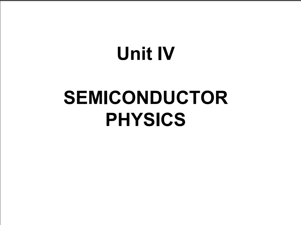 Unit 4:Semiconductors