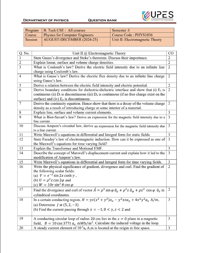 Question Bank[Unit 2]